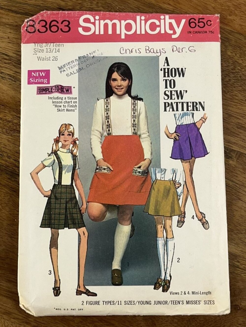 Vintage 60's Simplicity Pattern 8363 Skirt & Suspenders Juniors Miss Size 13